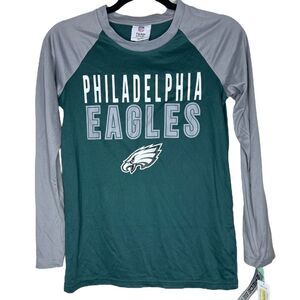 NEW Philadelphia Eagles Youth Pajama Top Long Sleeve Green Gray L 12/14